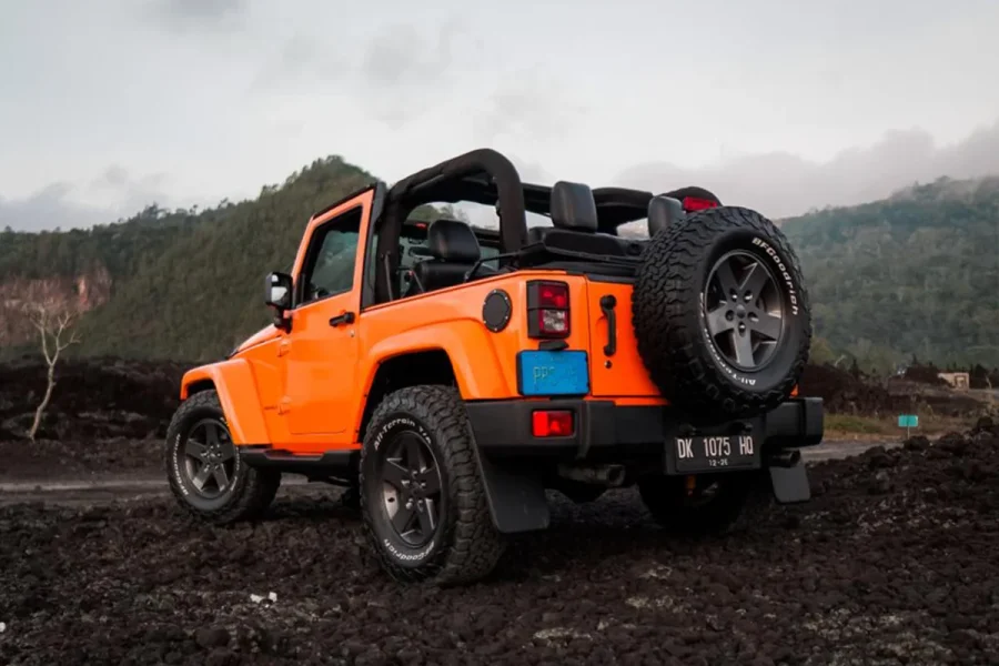 Jeep Rubicon Sahara Orange – Convertible & Off-Road Self-Drive Rental in Bali | The Fun Trev (BG.10)