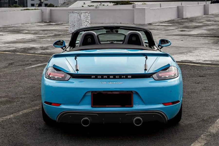 Porsche 718 GT4 Voodoo Blue – Luxury Convertible Self-Drive Rental in Bali | The Fun Trev (BG.17)