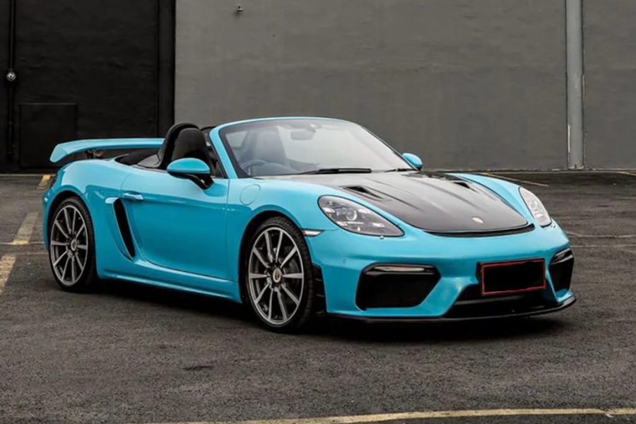 Porsche 718 GT4 Voodoo Blue – Luxury Convertible Self-Drive Rental in Bali | The Fun Trev (BG.17)